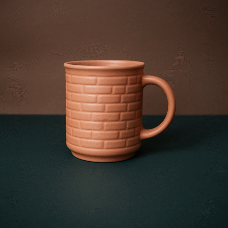 Oval Brick Clay Coffee Mug – Rustic Handmade Mug