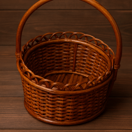 Handmade Wicker Basket with Handle | Eco-Friendly Storage & Home Decor Basket