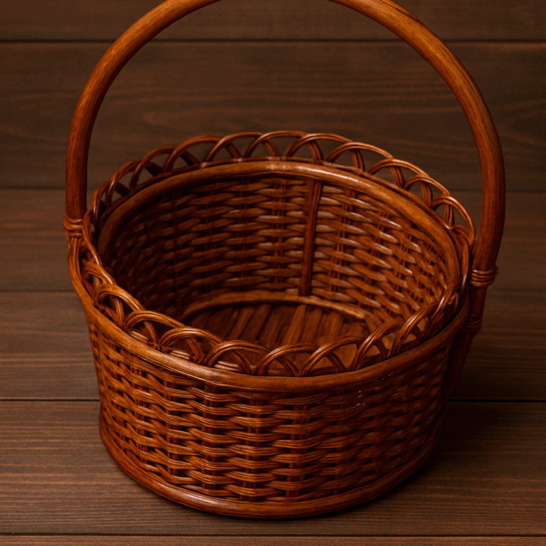 Handmade Wicker Basket with Handle | Eco-Friendly Storage & Home Decor Basket